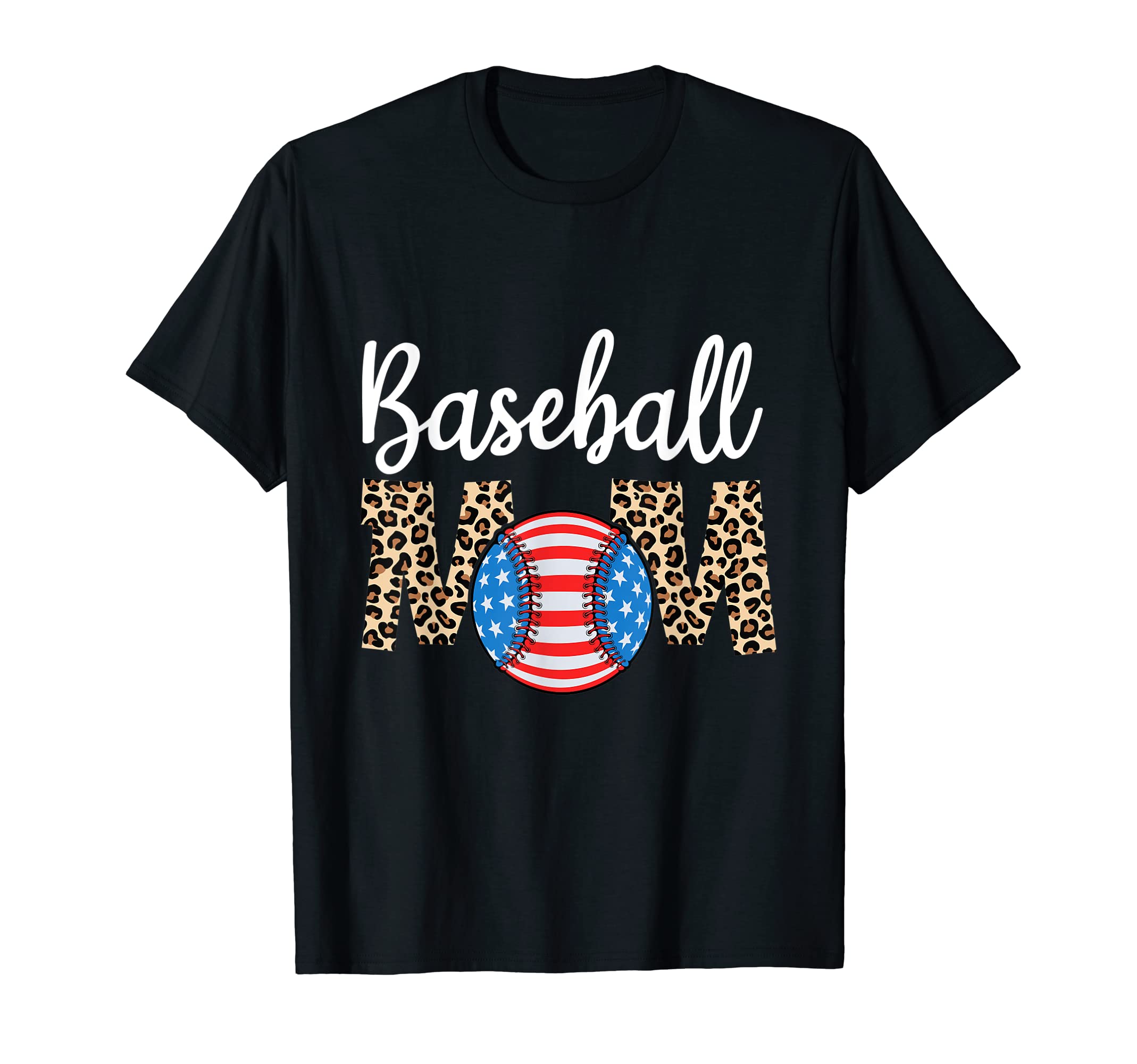Softball Baseball Mom Leopard T-Shirt - Aesthetic Graphic for Adults - T-Shirt, Sweatshirt, Hoodie