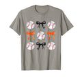 Orange Black Baseballs Bows Ball Mom T-Shirt - Minimalist Print Unisex - T-Shirt, Sweatshirt, Hoodie