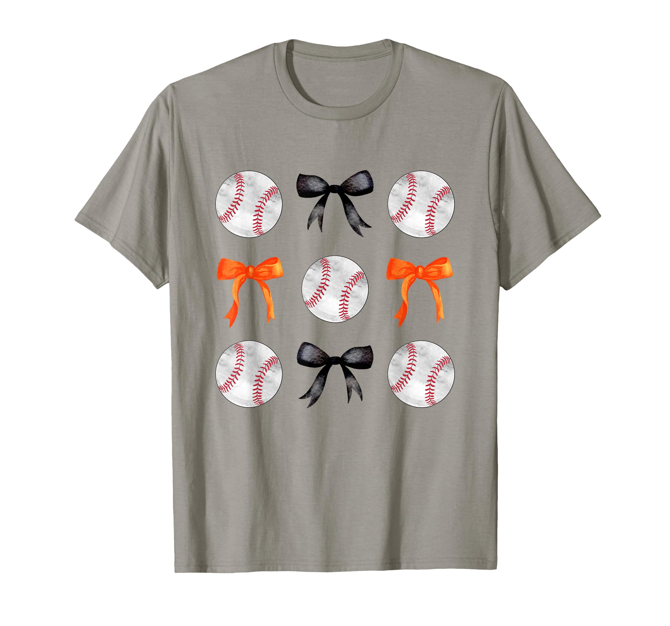 Orange Black Baseballs Bows Ball Mom T-Shirt - Minimalist Print Unisex - T-Shirt, Sweatshirt, Hoodie
