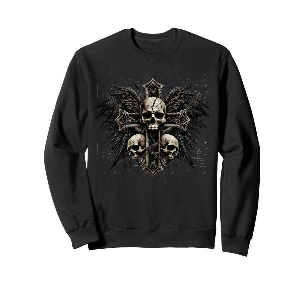 Skull Cross Y2K Goth Alt Grunge Sweatshirt - Aesthetic Graphic Unisex - T-Shirt, Sweatshirt, Hoodie