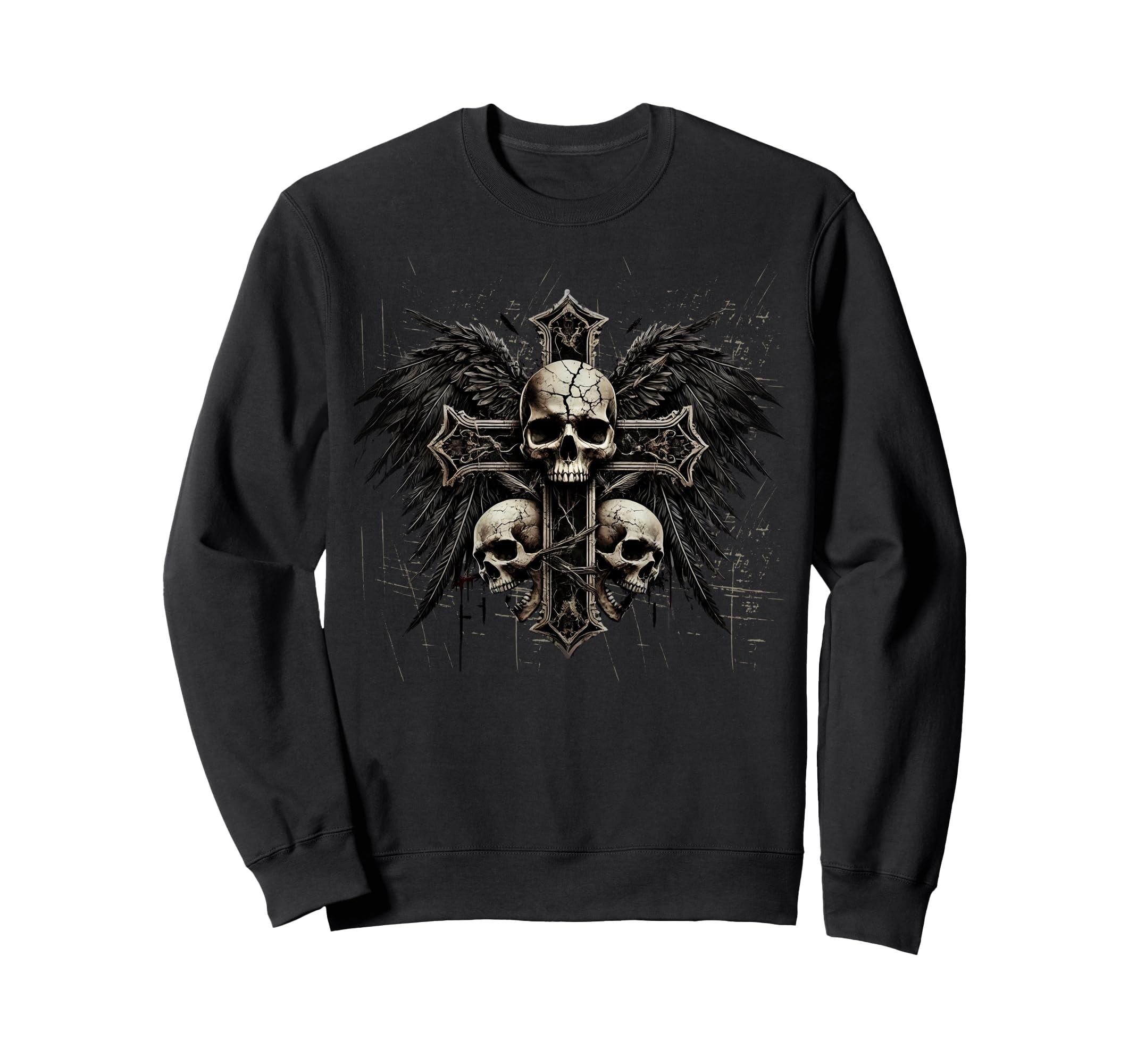 Skull Cross Y2K Goth Alt Grunge Sweatshirt - Aesthetic Graphic Unisex - T-Shirt, Sweatshirt, Hoodie