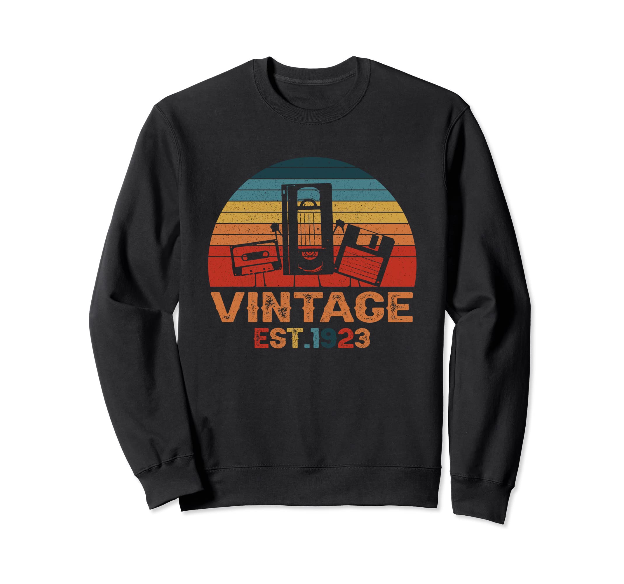 Est 1923 Cassette Tape Floppy Disk Sweatshirt - Graphic Print for Adults - T-Shirt, Sweatshirt, Hoodie