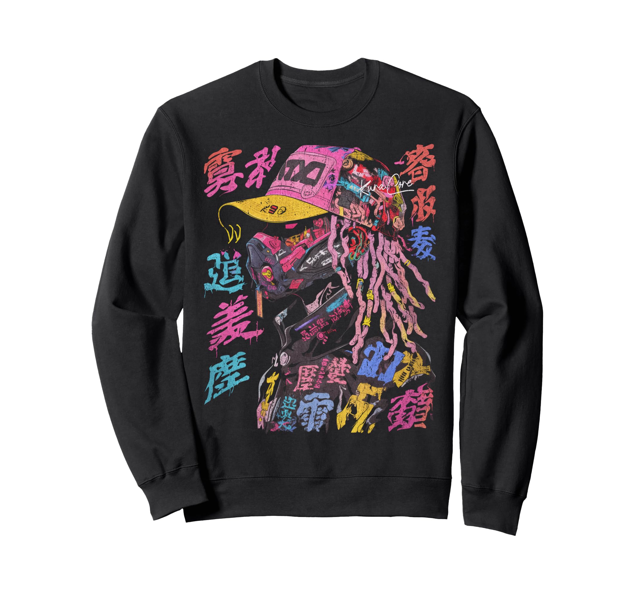 Japanese Streetwear Afro Cyberpunk Y2K Sweatshirt - Graphic Print Unisex - T-Shirt, Sweatshirt, Hoodie