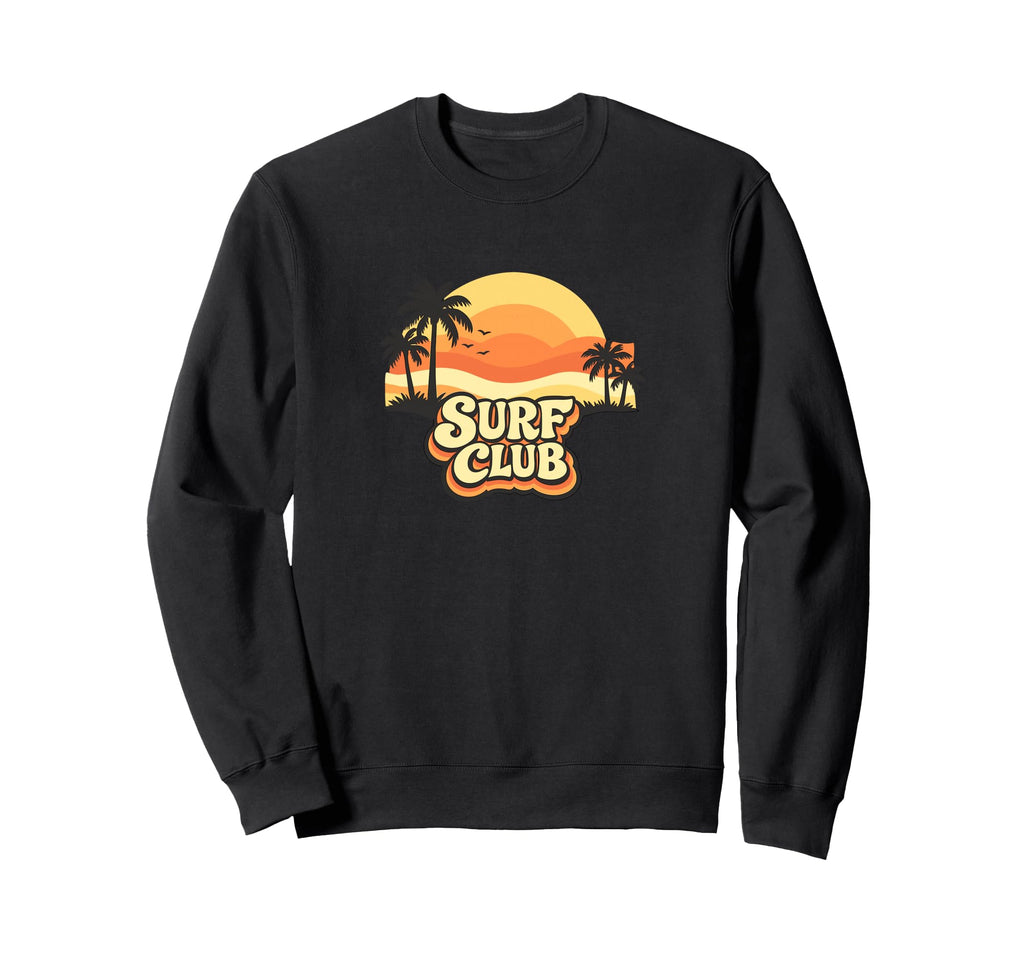 Surf Club Sunset Palm Trees Sweatshirt - Trendy Graphic for Adults - T-Shirt, Sweatshirt, Hoodie