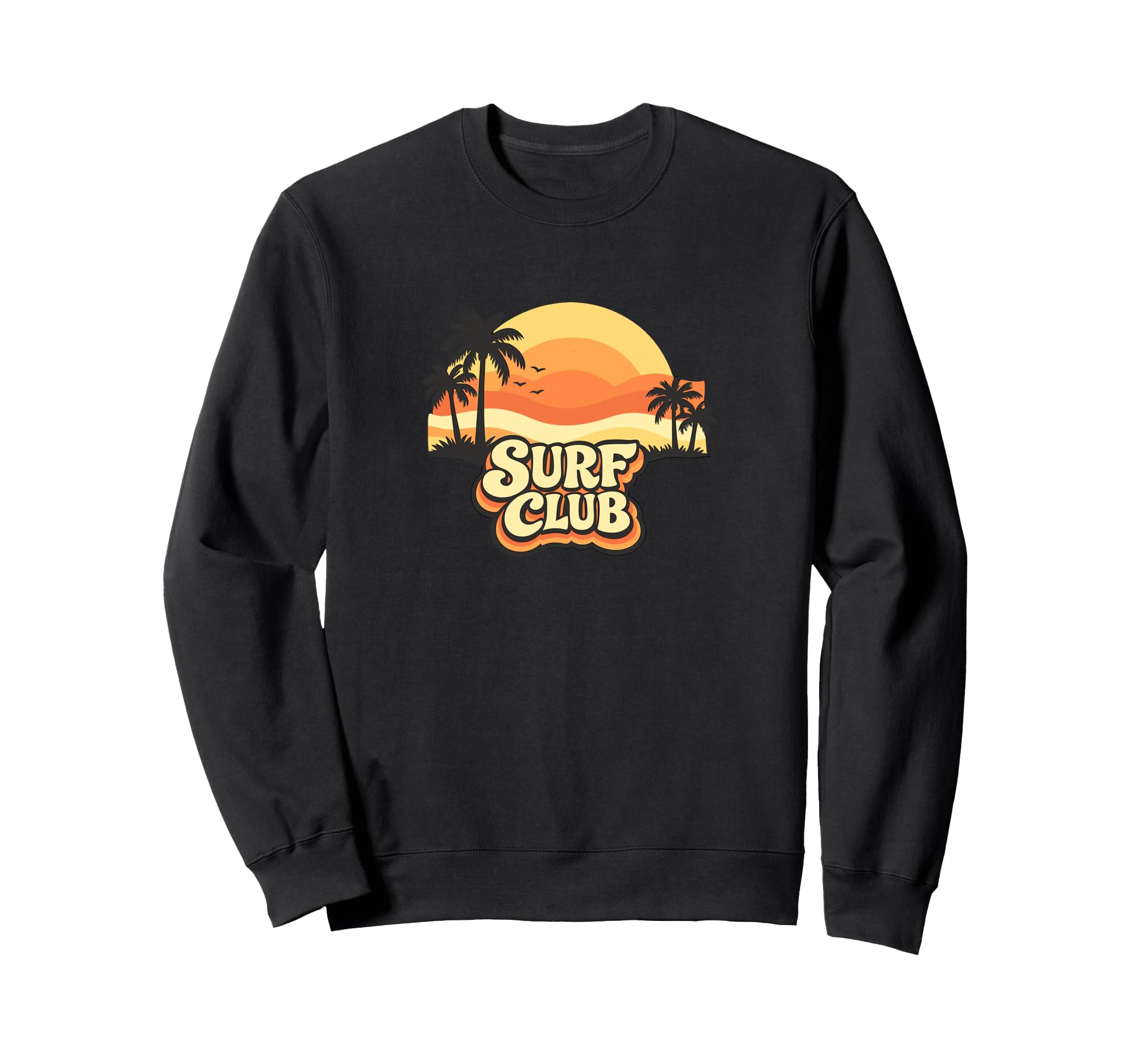 Surf Club Sunset Palm Trees Sweatshirt - Trendy Graphic for Adults - T-Shirt, Sweatshirt, Hoodie