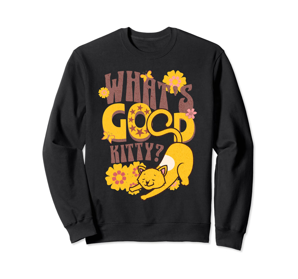 1960S Hippy Cat Boho Floral Sweatshirt - Trendy Graphic Men Women - T-Shirt, Sweatshirt, Hoodie
