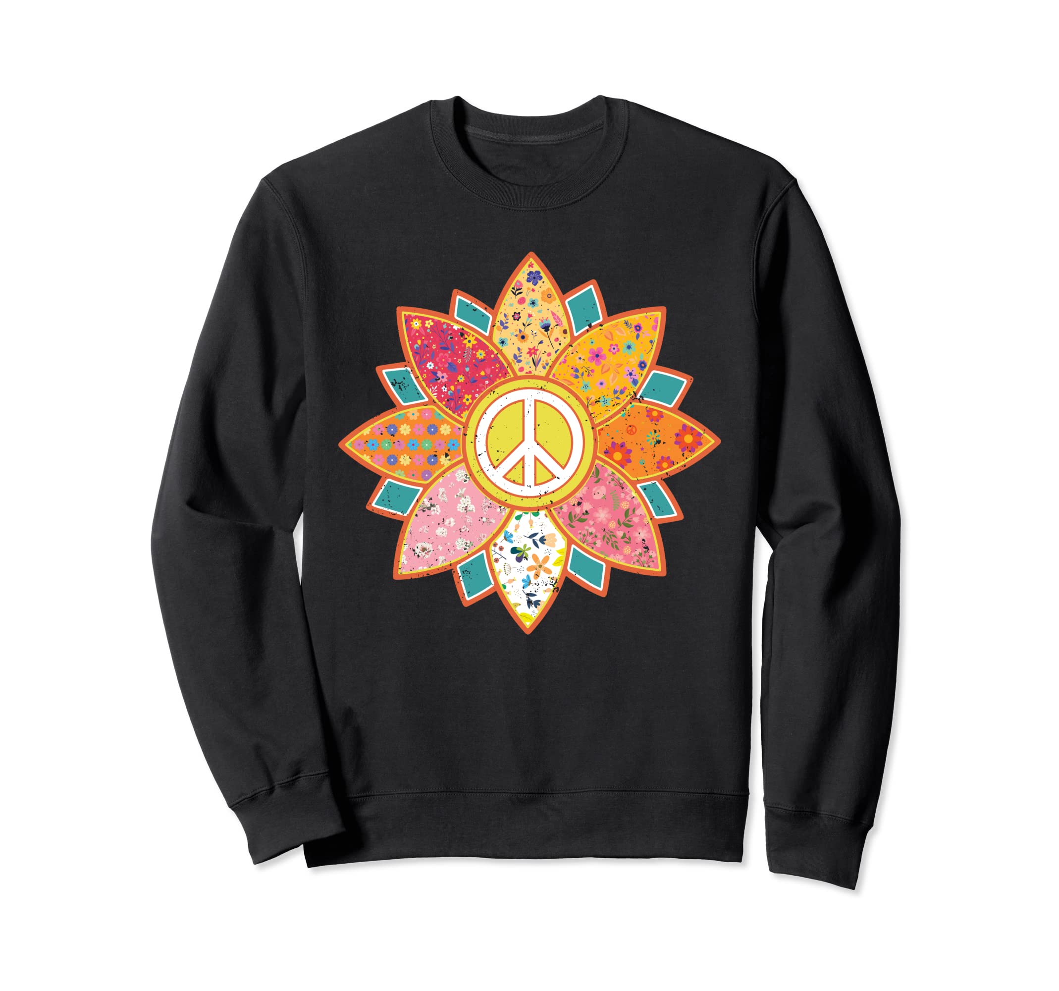 Floral Peace Sign Hippie Groovy Vibes Sweatshirt - Streetwear Style Unisex - T-Shirt, Sweatshirt, Hoodie