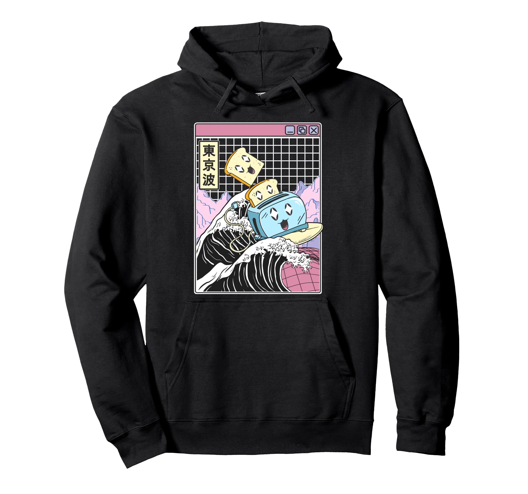 Toaster Great Wave Kawaii Vaporwave Hoodie - Fun Novelty Design Unisex - T-Shirt, Sweatshirt, Hoodie