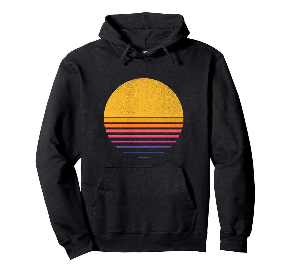 Fade 80S Sunset Hoodie - Fun Novelty Design for Adults - T-Shirt, Sweatshirt, Hoodie