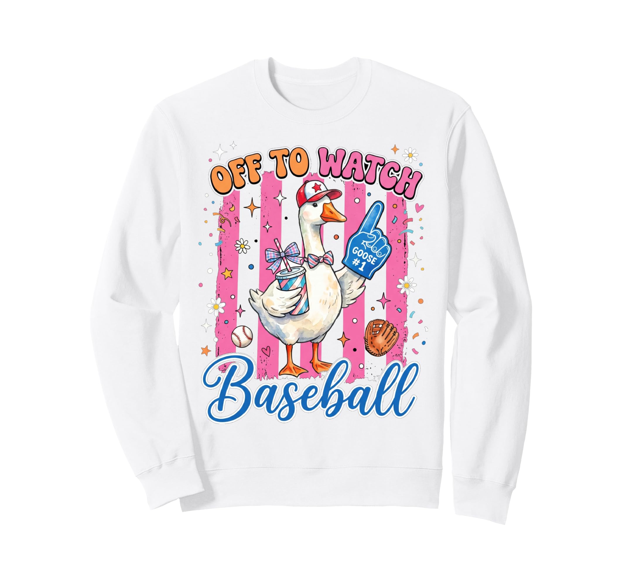 Off To Watch Basebal Silly Goose Sweatshirt - Minimalist Print Unisex - T-Shirt, Sweatshirt, Hoodie