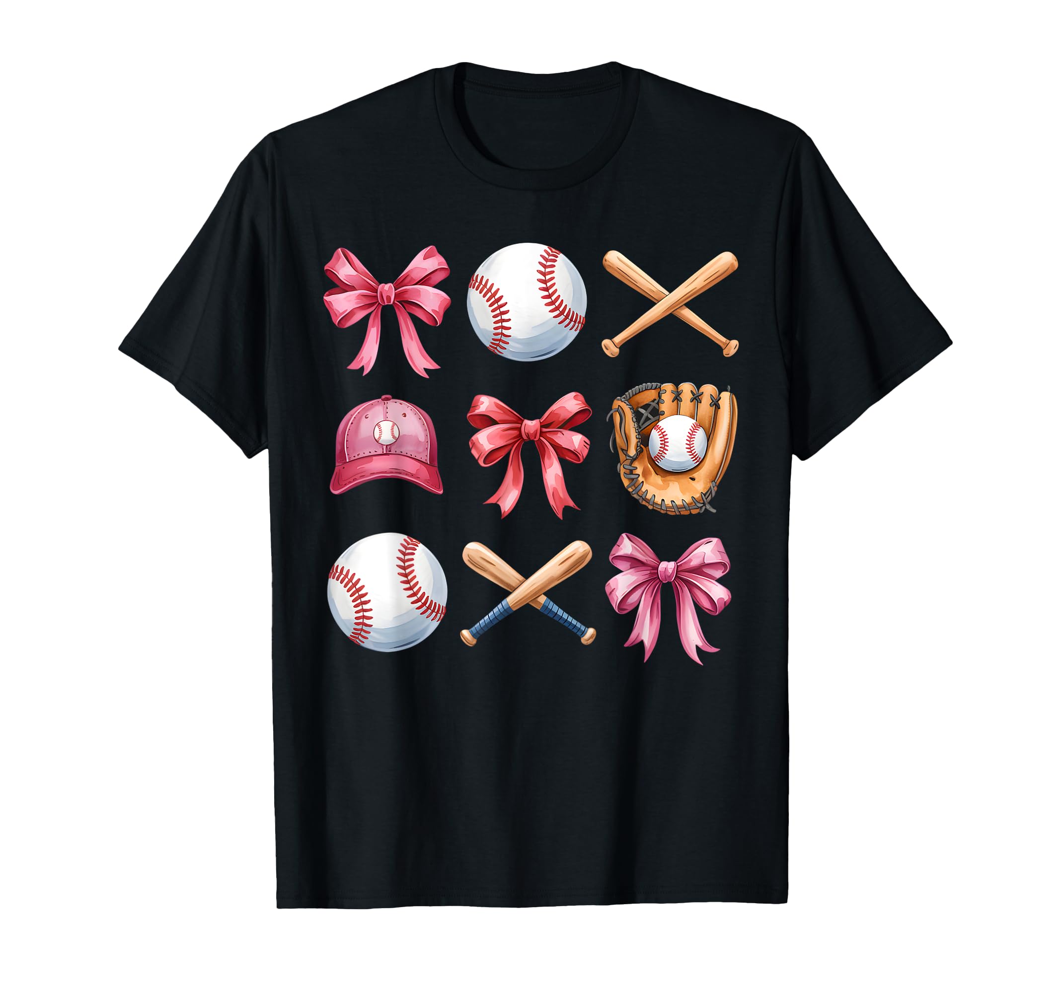 Baseball Coquette Bow Cheer Mom Mama T-Shirt - Minimalist Print Men Women - T-Shirt, Sweatshirt, Hoodie
