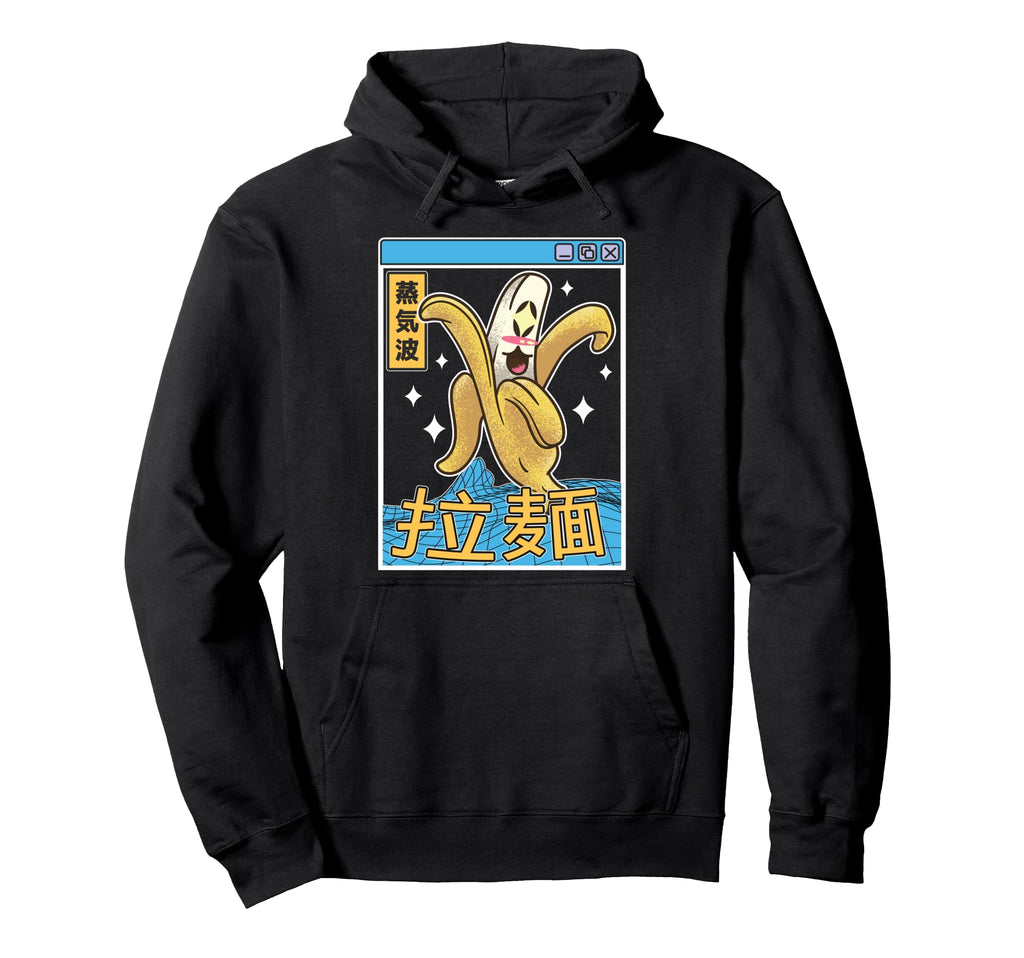 Japan Banana Kawaii Grid Vaporwave Hoodie - Casual Everyday Wear Unisex - T-Shirt, Sweatshirt, Hoodie