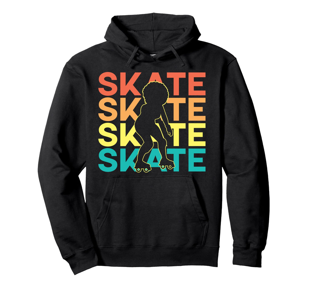Roller Skating Skate 1970S Black Hoodie - Fun Novelty Design for Adults - T-Shirt, Sweatshirt, Hoodie