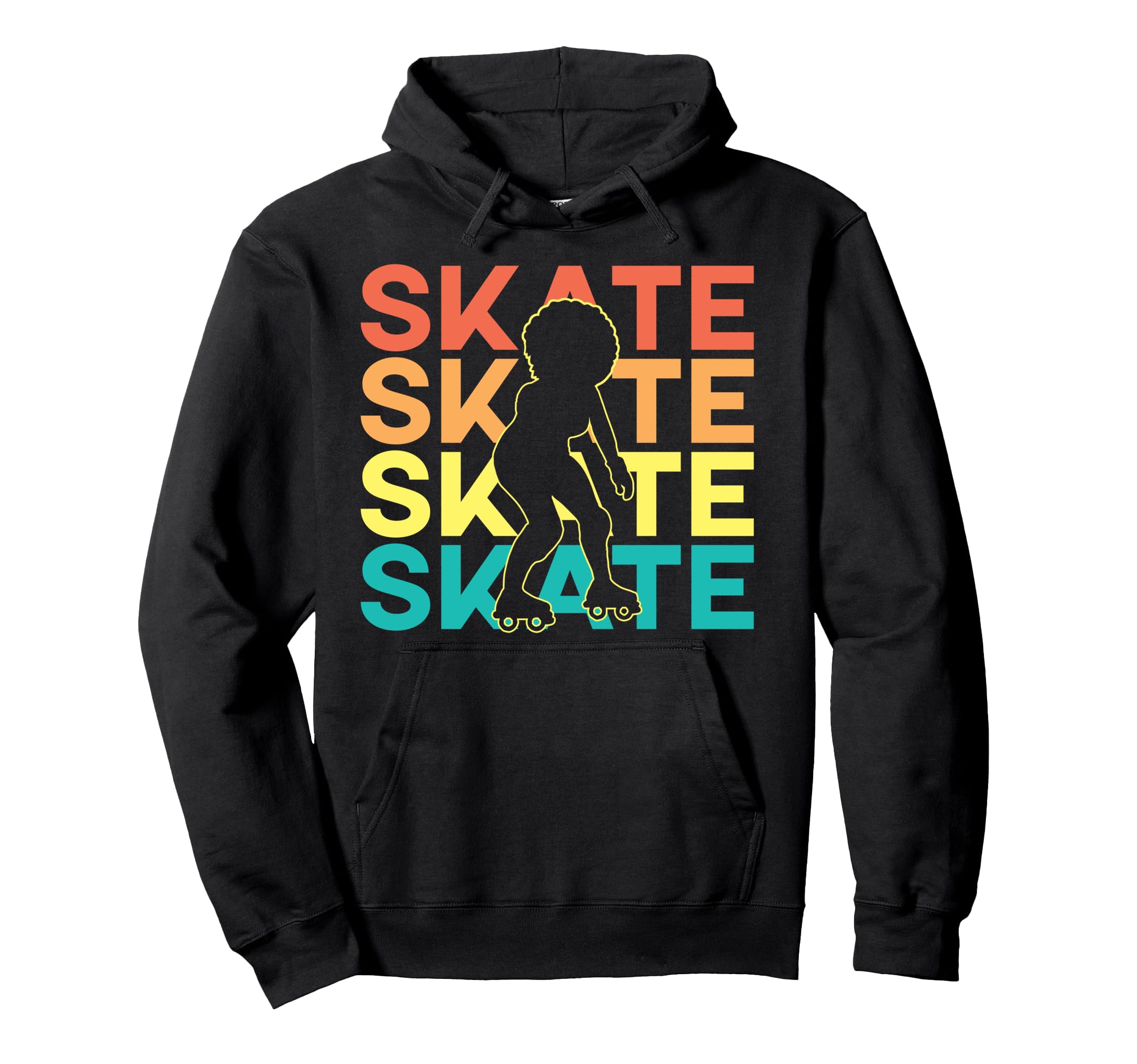 Roller Skating Skate 1970S Black Hoodie - Fun Novelty Design for Adults - T-Shirt, Sweatshirt, Hoodie