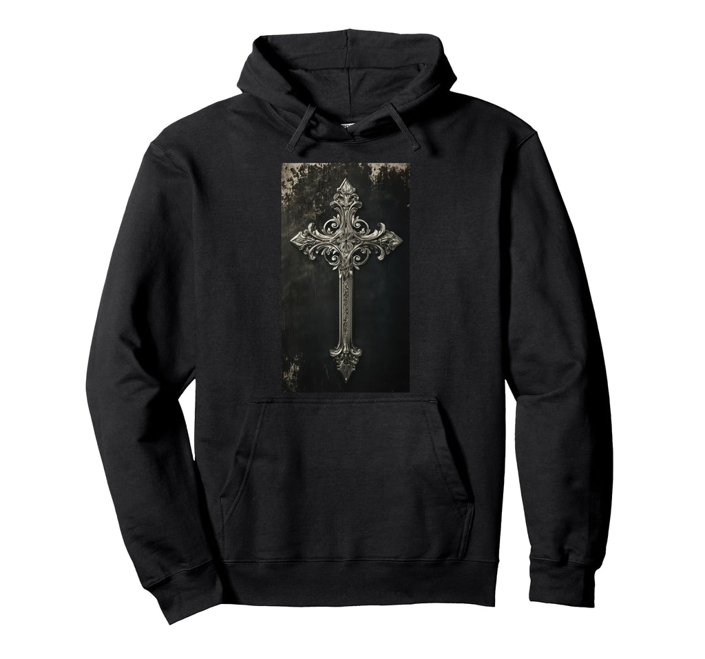 Gothic Cross Grunge Aesthetic Y2K Goth Hoodie - Trendy Graphic for Adults - T-Shirt, Sweatshirt, Hoodie