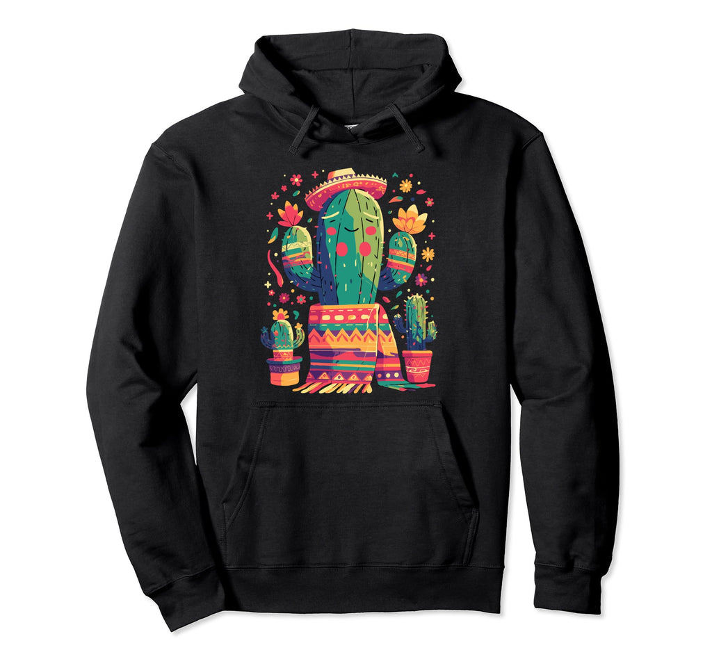 Happy Cactus Serape Succulent Plant Cacti Hoodie - Graphic Print Men Women - T-Shirt, Sweatshirt, Hoodie