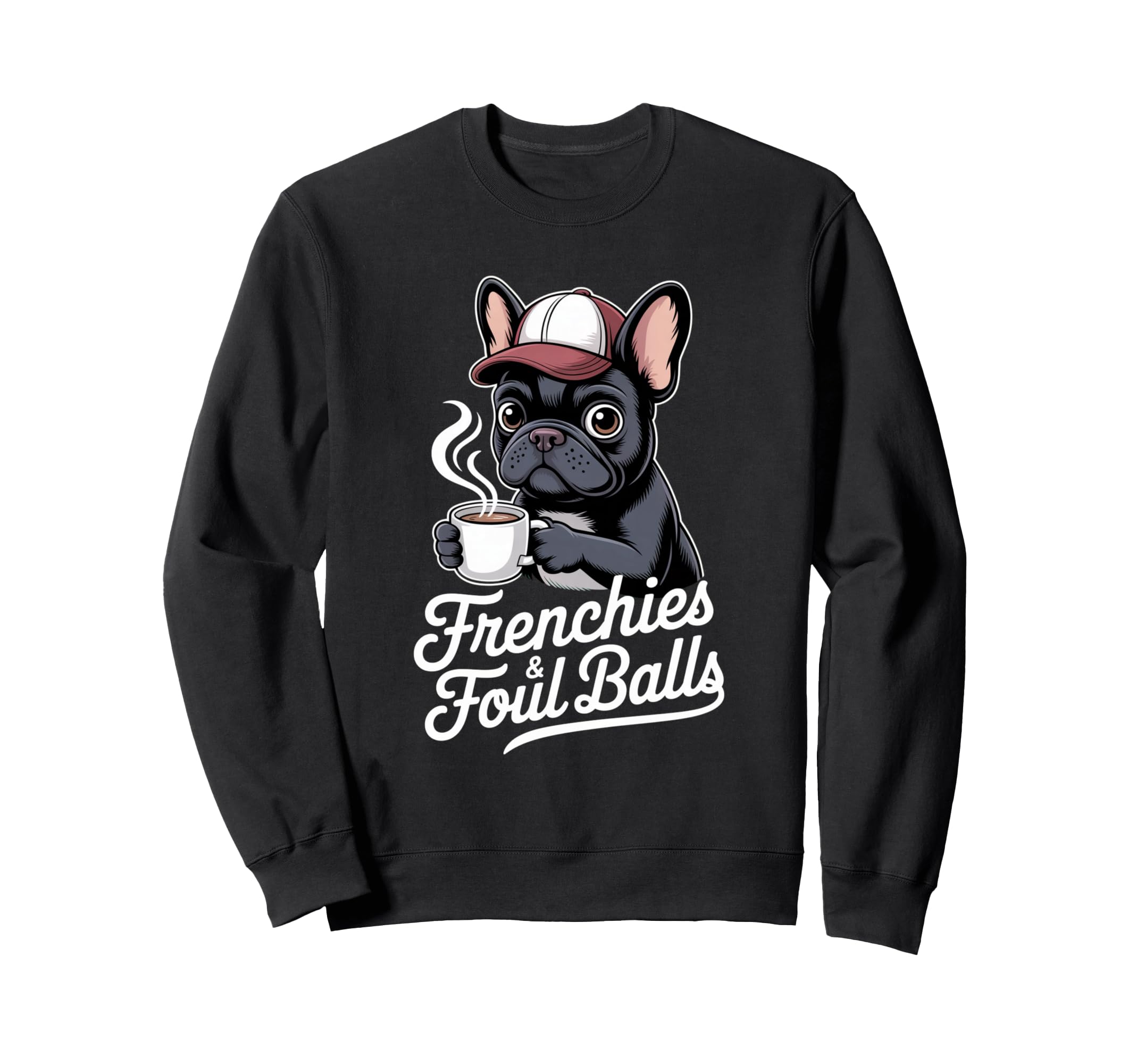 Womens Baseball Dog Coffee Sweatshirt - Custom Art Print for Adults - T-Shirt, Sweatshirt, Hoodie