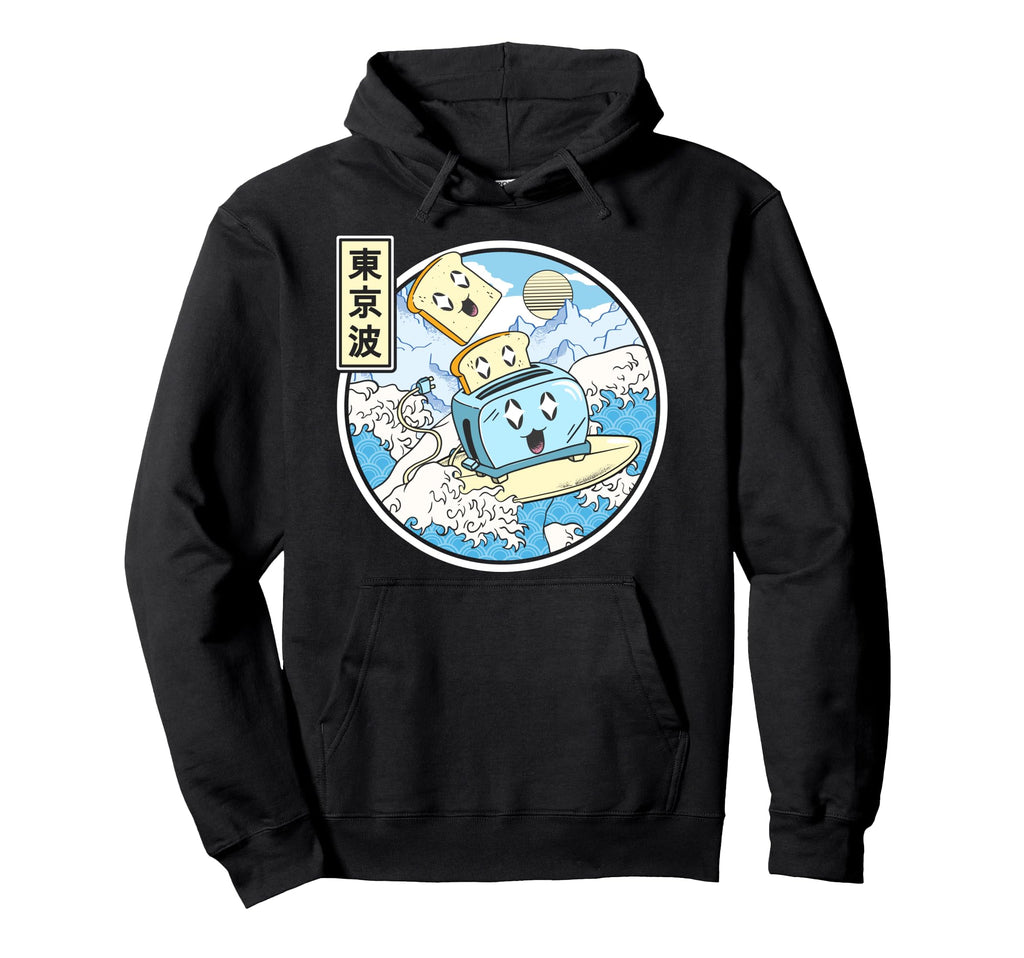 Surfing Toaster Japan Waves Kawaii Hoodie - Novelty Apparel for Adults - T-Shirt, Sweatshirt, Hoodie