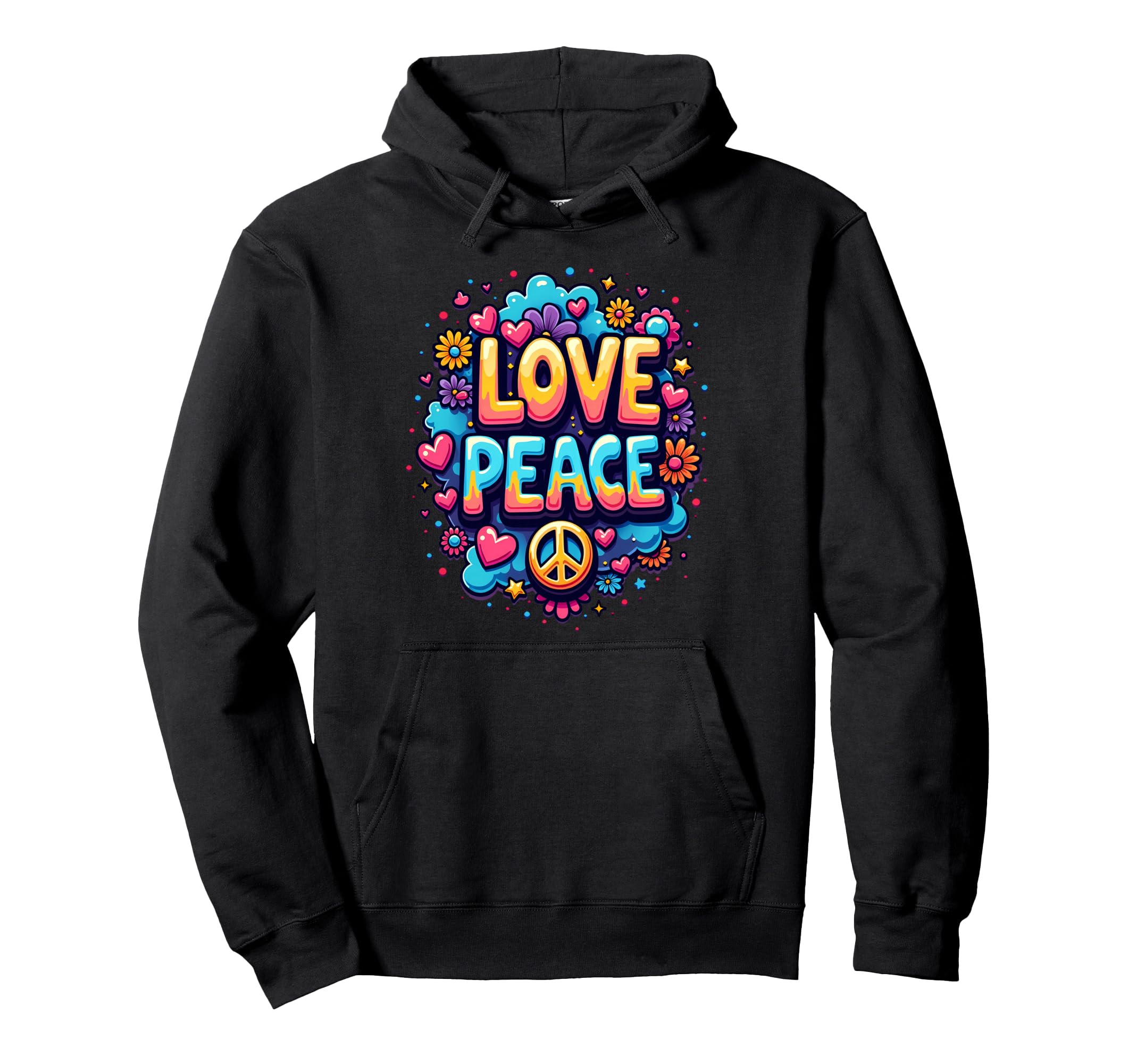 60S 70S Flower Power Groovy Love Peace Hoodie - Graphic Print for Adults - T-Shirt, Sweatshirt, Hoodie