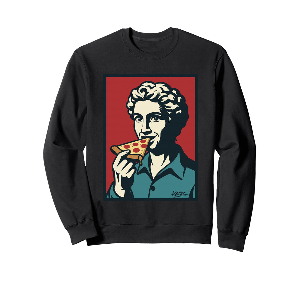 Pizza Lover Portrait Watching Sweatshirt - Streetwear Style for Adults - T-Shirt, Sweatshirt, Hoodie