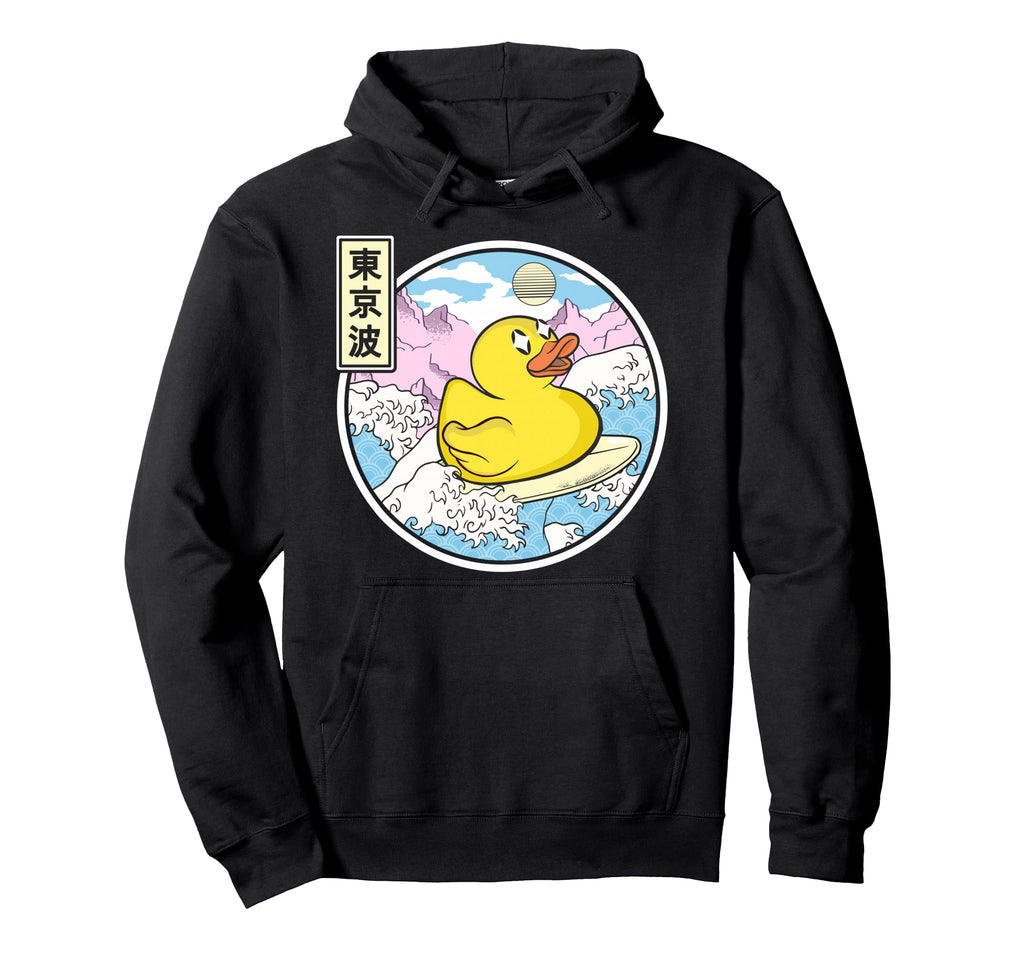 Surfing Rubber Duck Japanese Waves Hoodie - Casual Everyday Wear Men Women - T-Shirt, Sweatshirt, Hoodie