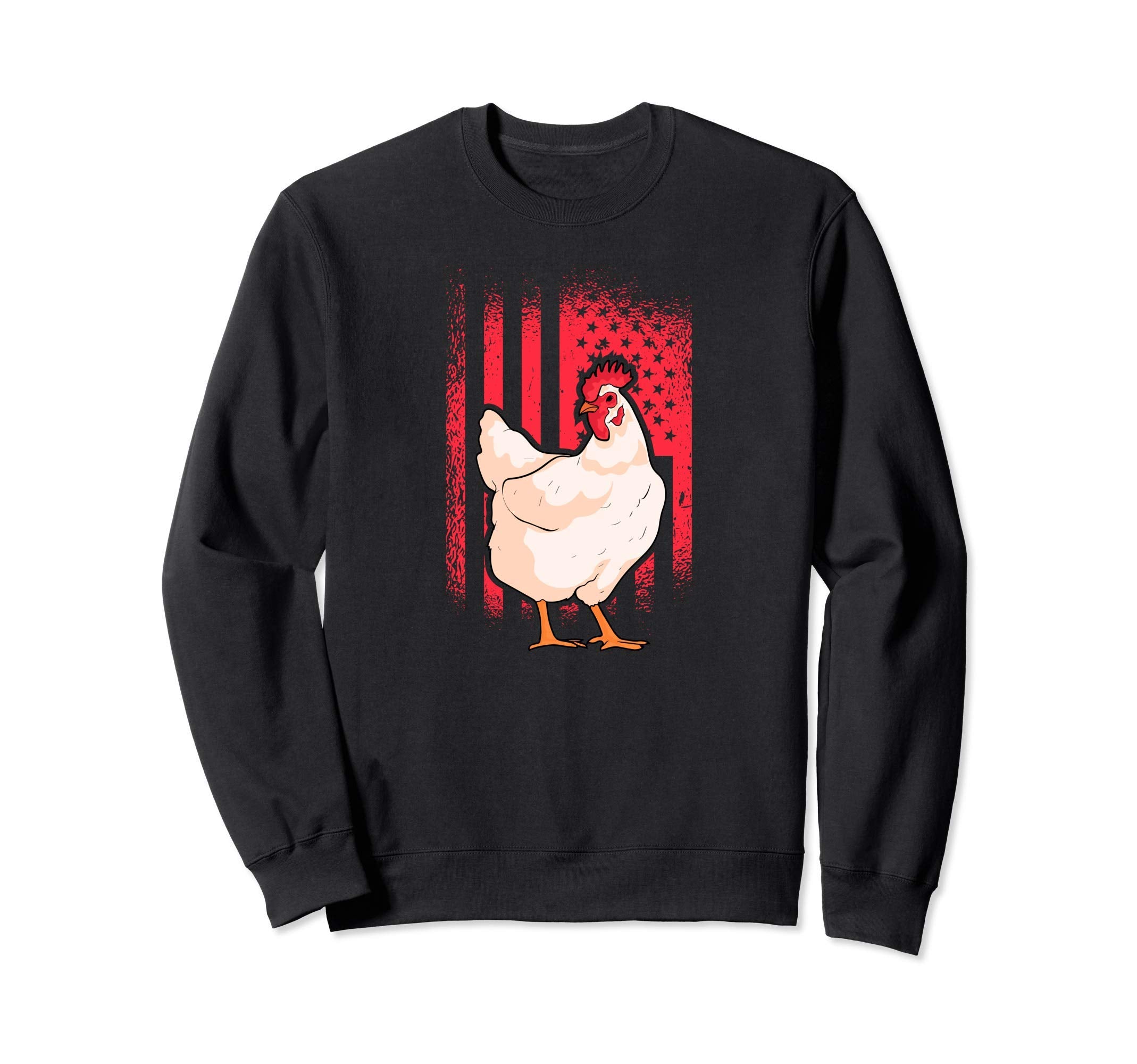 American Flag Distressed Chicken Themed Sweatshirt - Novelty Apparel Unisex - T-Shirt, Sweatshirt, Hoodie