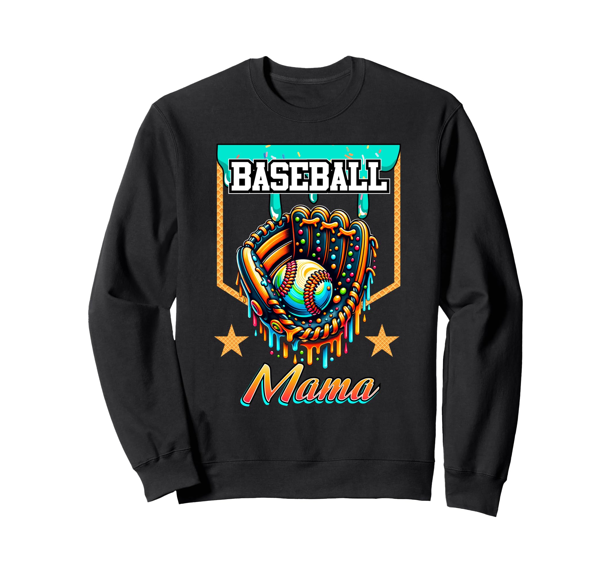 Baseball Drip Baseball Mama Ice Cream Sweatshirt - Graphic Print Unisex - T-Shirt, Sweatshirt, Hoodie
