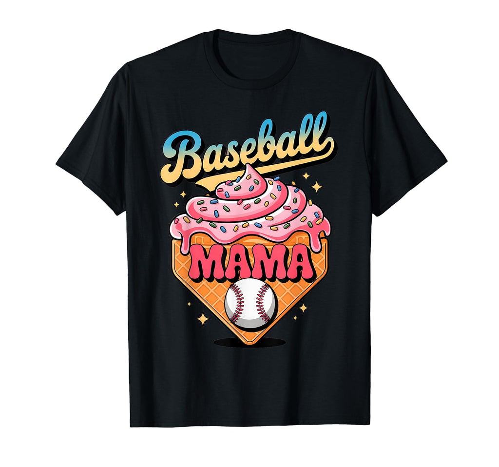 Ice Cream Baseball Mama Sports Mom T-Shirt - Trendy Graphic for Adults - T-Shirt, Sweatshirt, Hoodie