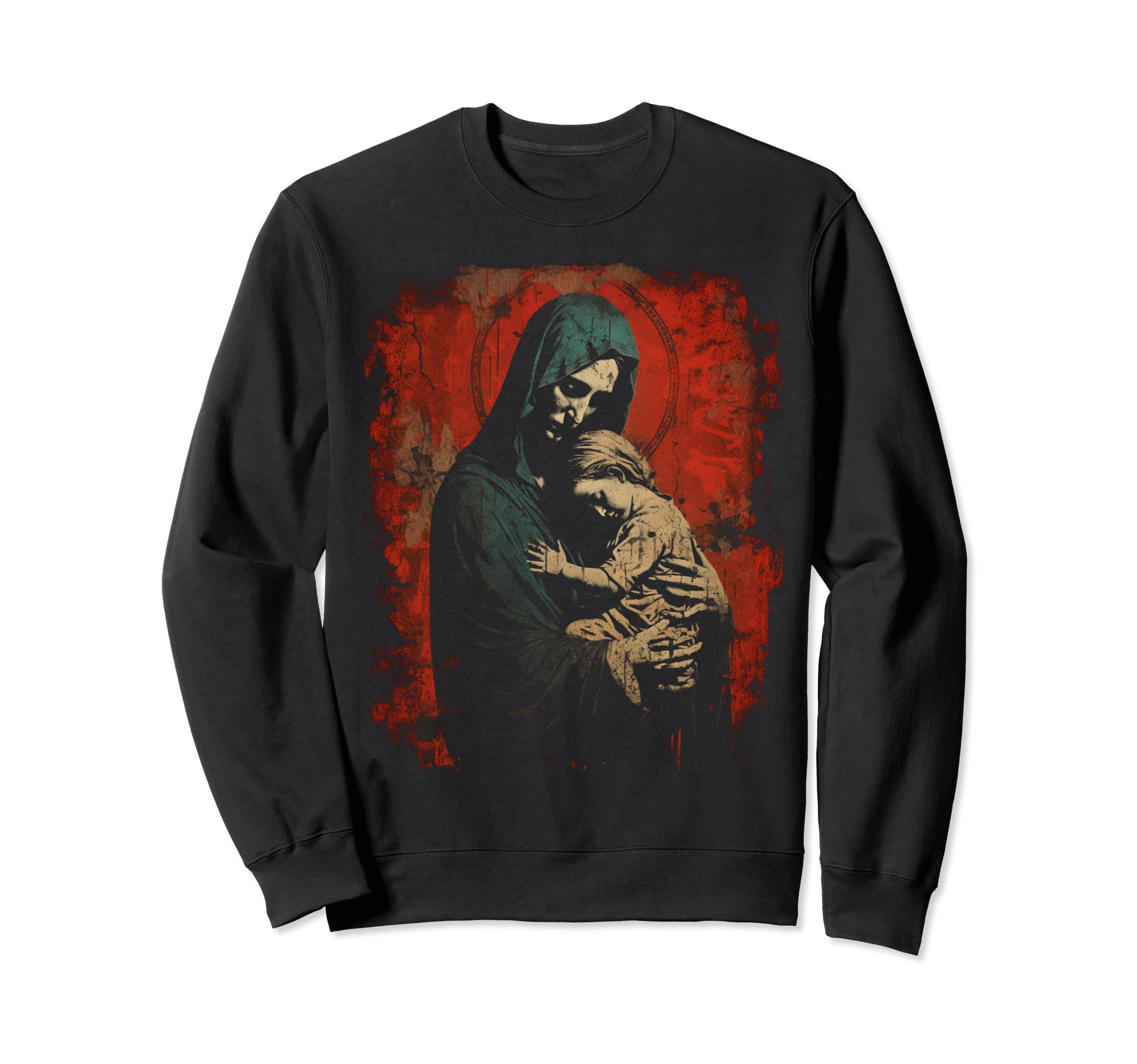 Mary Jesus Distressed 90S Goth Sweatshirt - Custom Art Print Men Women - T-Shirt, Sweatshirt, Hoodie