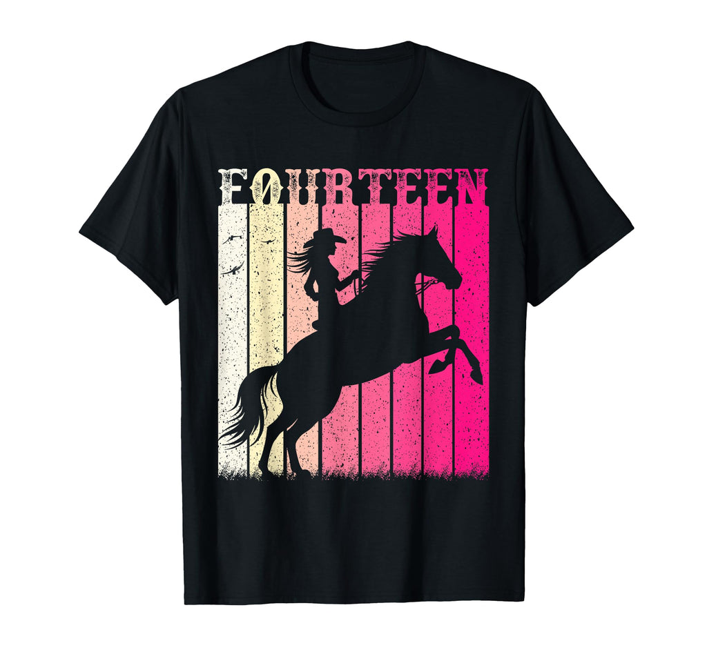 Rodeo 14Th Birthday Horse Cowgirl 14 T-Shirt - Custom Art Print Unisex - T-Shirt, Sweatshirt, Hoodie