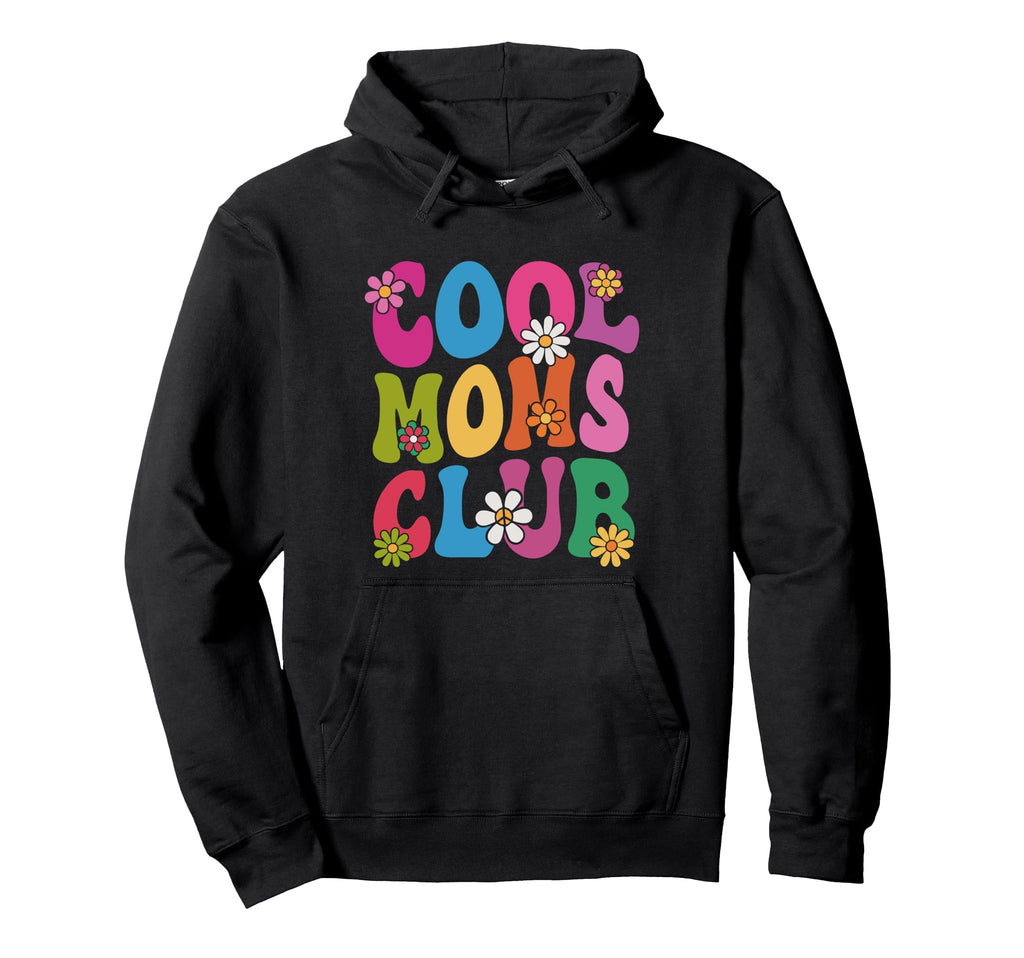Moms Club Groovy Mum Mama Flower Power Hoodie - Aesthetic Graphic Unisex - T-Shirt, Sweatshirt, Hoodie