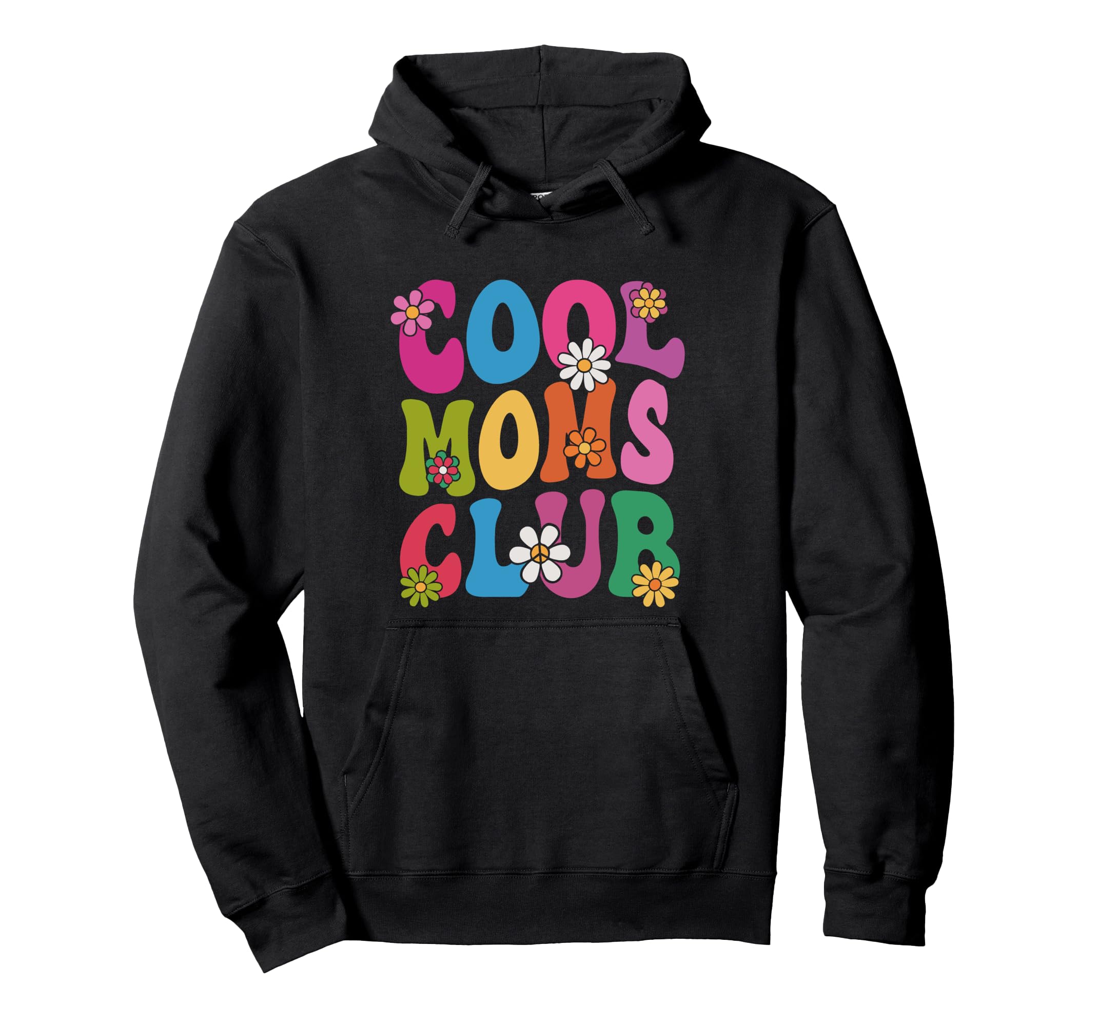 Moms Club Groovy Mum Mama Flower Power Hoodie - Aesthetic Graphic Unisex - T-Shirt, Sweatshirt, Hoodie