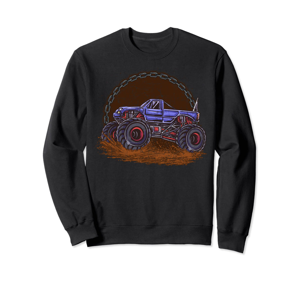 Monster Truck Distressed Monster Sweatshirt - Novelty Apparel for Adults - T-Shirt, Sweatshirt, Hoodie