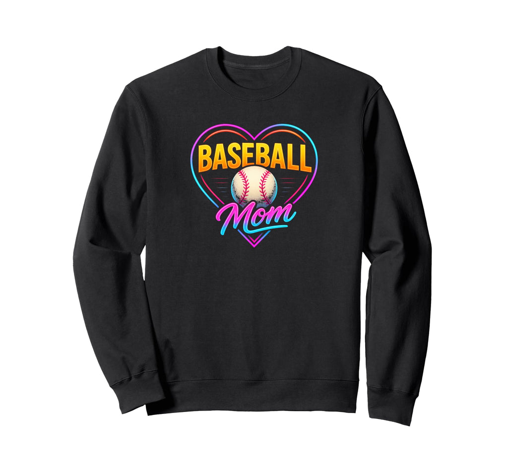 Vibrant Baseball Mom Neon Heart Sweatshirt - Fun Novelty Design Men Women - T-Shirt, Sweatshirt, Hoodie