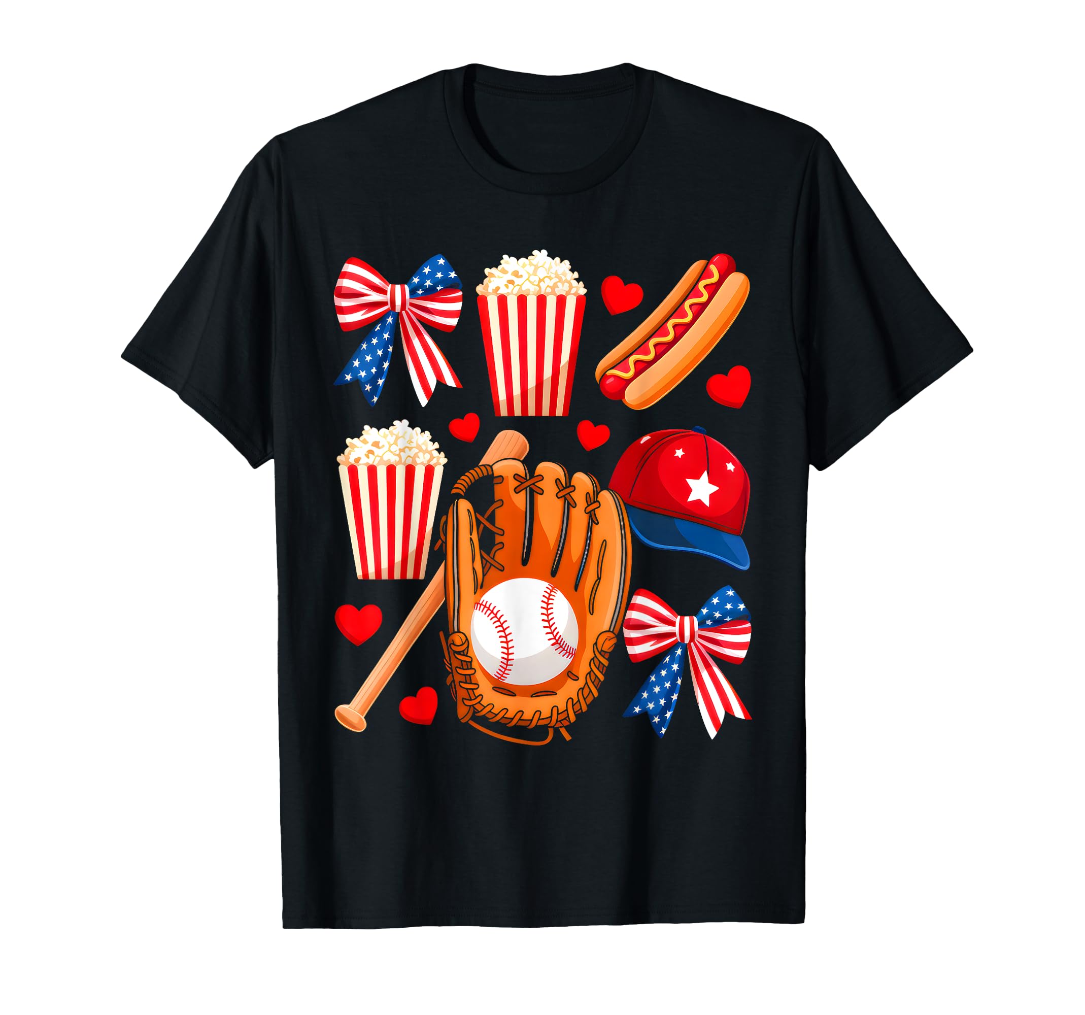 Baseball 4Th July Coquette Bow T-Shirt - Aesthetic Graphic for Adults - T-Shirt, Sweatshirt, Hoodie