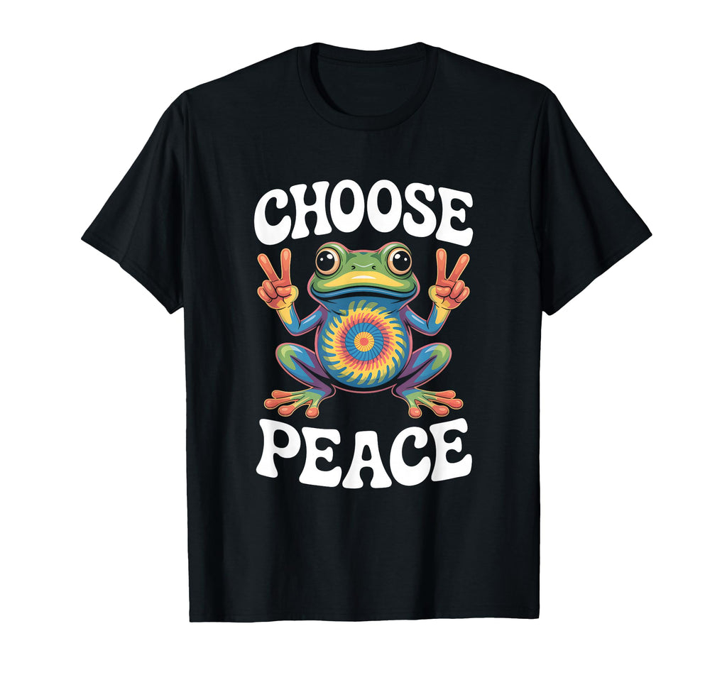 Choose Peace Tie Dye Psychedelic Frog T-Shirt - Aesthetic Graphic Unisex - T-Shirt, Sweatshirt, Hoodie