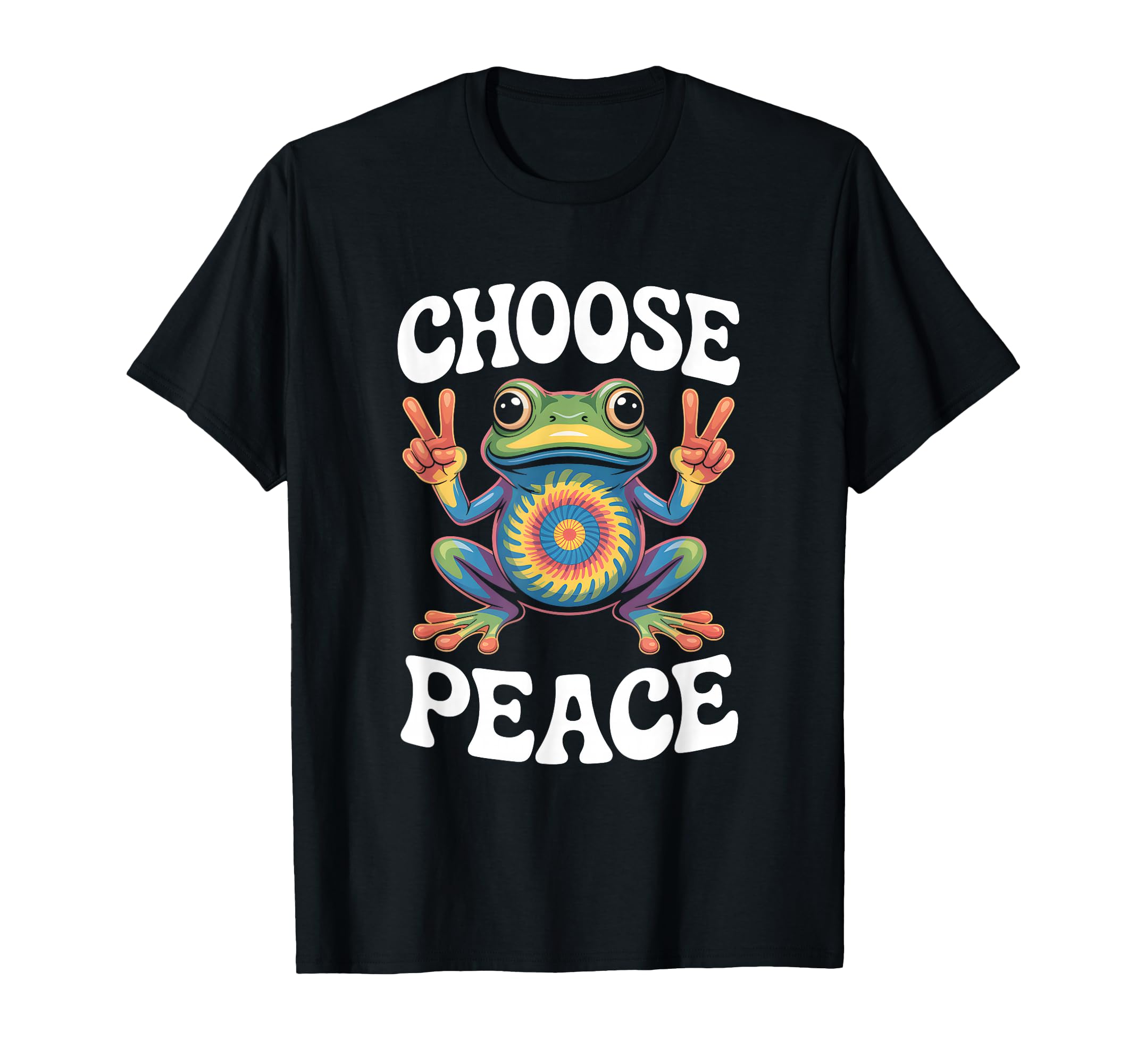 Choose Peace Tie Dye Psychedelic Frog T-Shirt - Aesthetic Graphic Unisex - T-Shirt, Sweatshirt, Hoodie