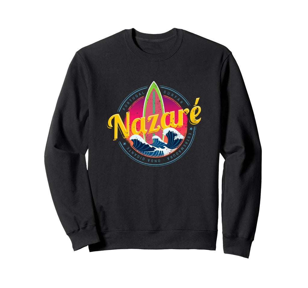 Nazare Portugal Surfer Wave Sunset Sweatshirt - Minimalist Print Men Women - T-Shirt, Sweatshirt, Hoodie