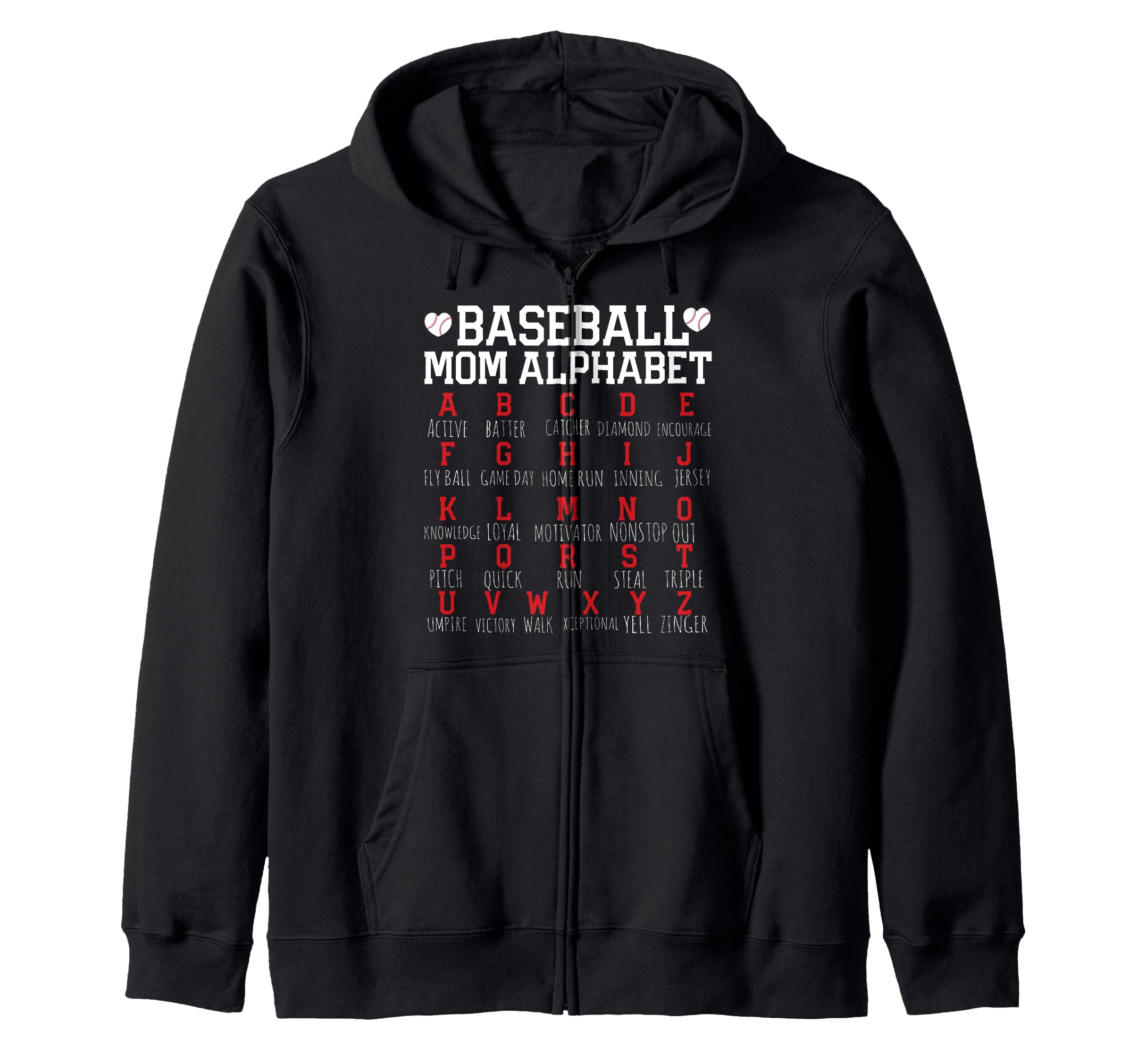 Funny Baseball Mom Alphabet T-Shirt - Fun Novelty Design Unisex - T-Shirt, Sweatshirt, Hoodie