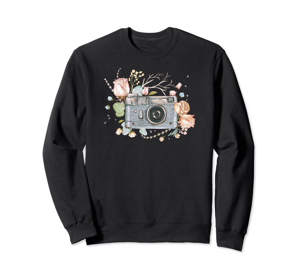 Camera Art Rose Petals Photographer Sweatshirt - Minimalist Print Unisex - T-Shirt, Sweatshirt, Hoodie