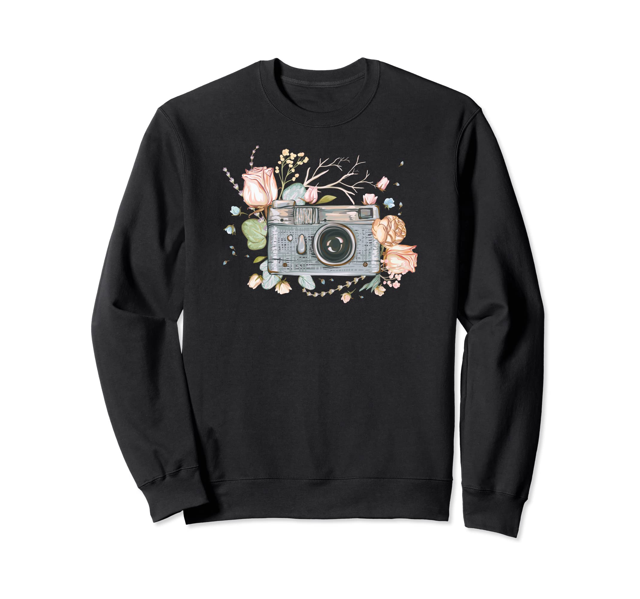 Camera Art Rose Petals Photographer Sweatshirt - Minimalist Print Unisex - T-Shirt, Sweatshirt, Hoodie