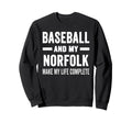 Baseball And My Norfolk Mama Sweatshirt - Fun Novelty Design for Adults - T-Shirt, Sweatshirt, Hoodie