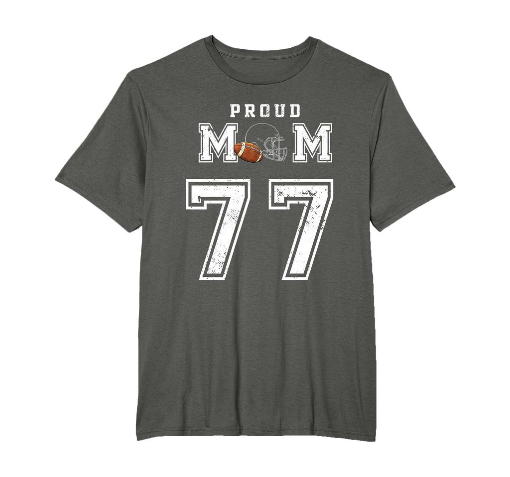 Custom Proud Football Mom Number 77 T-Shirt - Aesthetic Graphic for Adults - T-Shirt, Sweatshirt, Hoodie