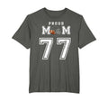 Custom Proud Football Mom Number 77 T-Shirt - Aesthetic Graphic for Adults - T-Shirt, Sweatshirt, Hoodie