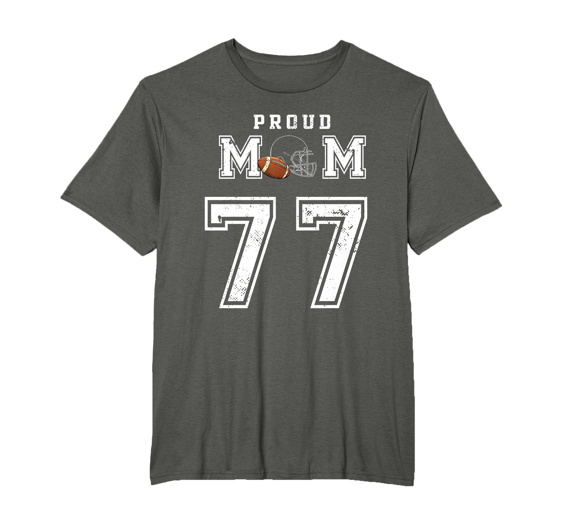 Custom Proud Football Mom Number 77 T-Shirt - Aesthetic Graphic for Adults - T-Shirt, Sweatshirt, Hoodie