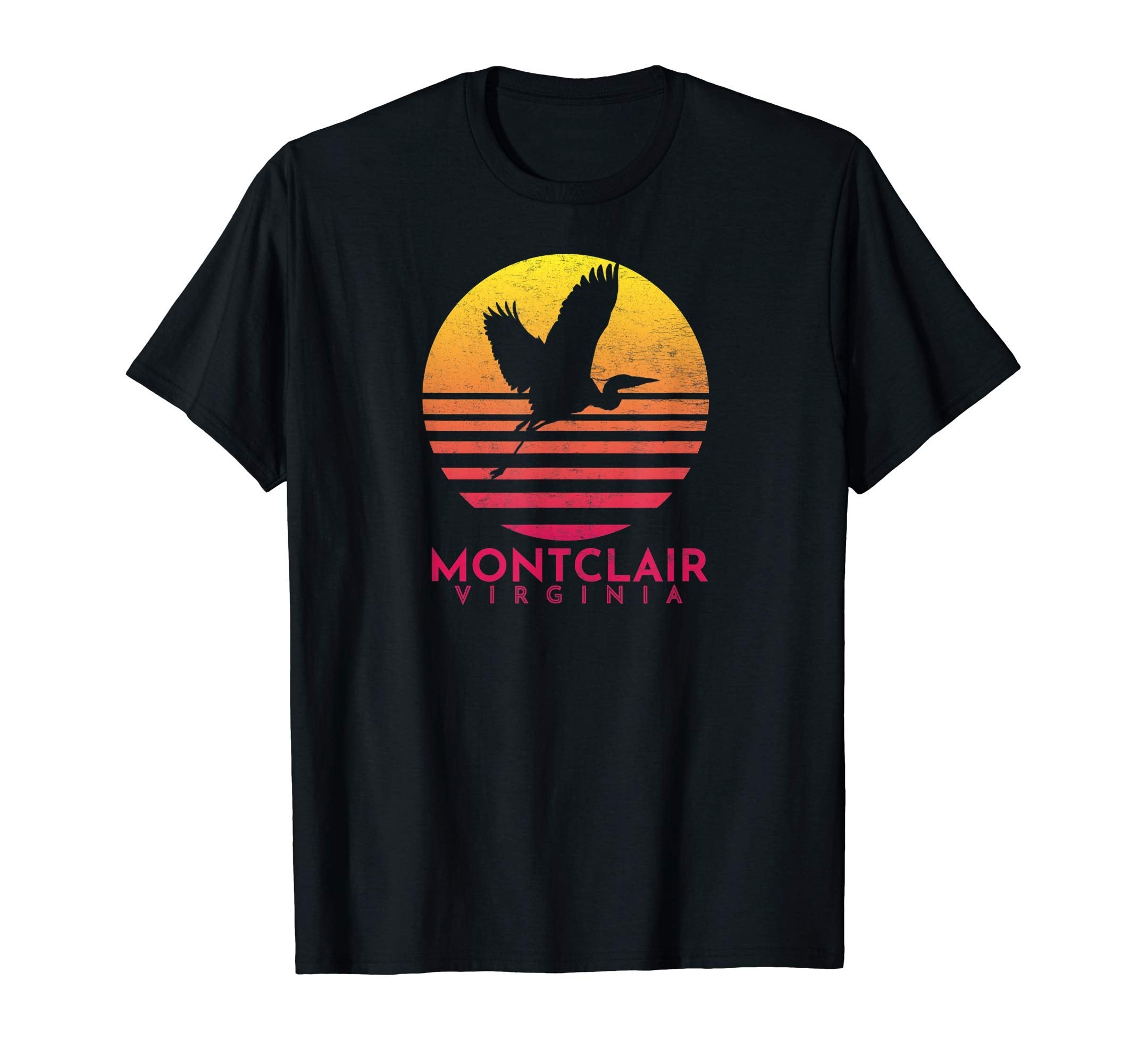 Montclair Virginia Distressed Sunset T-Shirt - Graphic Print Men Women - T-Shirt, Sweatshirt, Hoodie