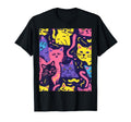80S Neon Cat Pattern T-Shirt - Trendy Graphic for Adults - T-Shirt, Sweatshirt, Hoodie