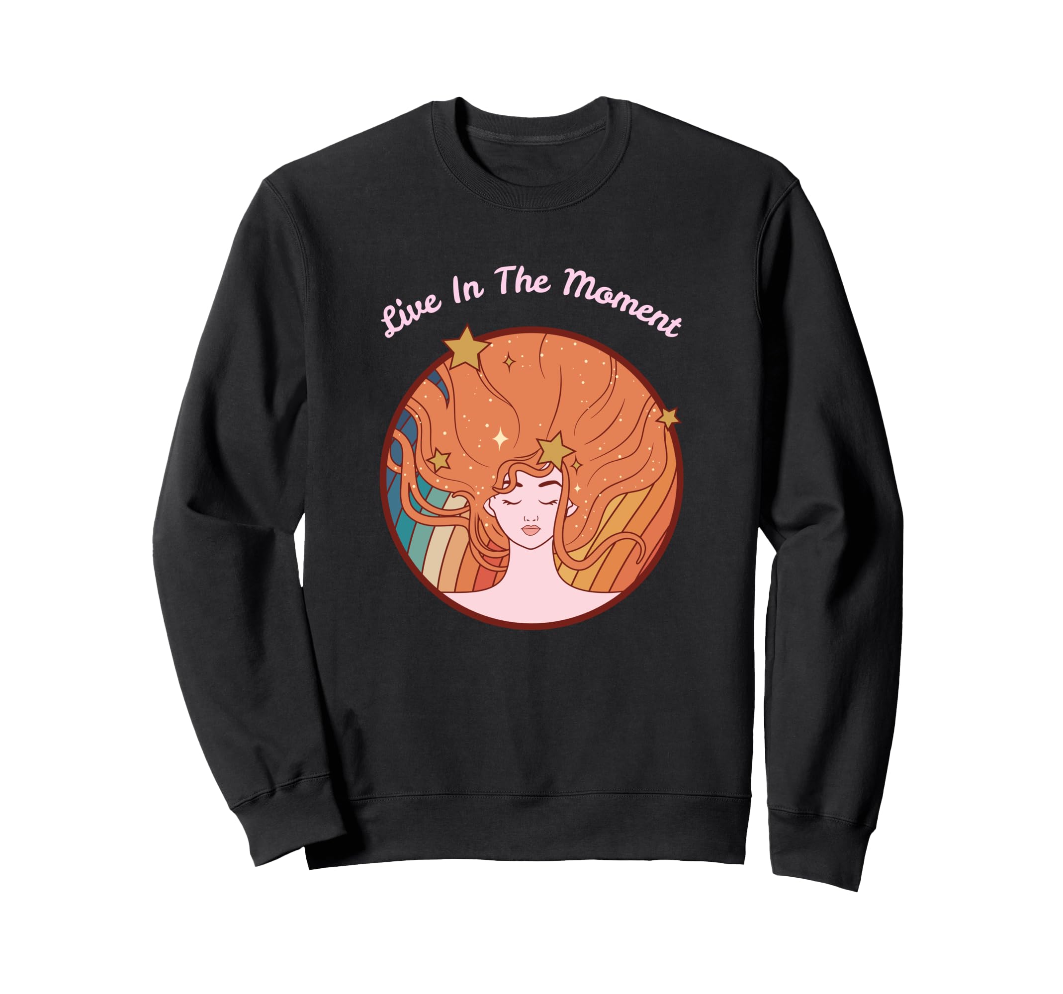 Live Moment Hippie Boho Illustration Sweatshirt - Graphic Print for Adults - T-Shirt, Sweatshirt, Hoodie