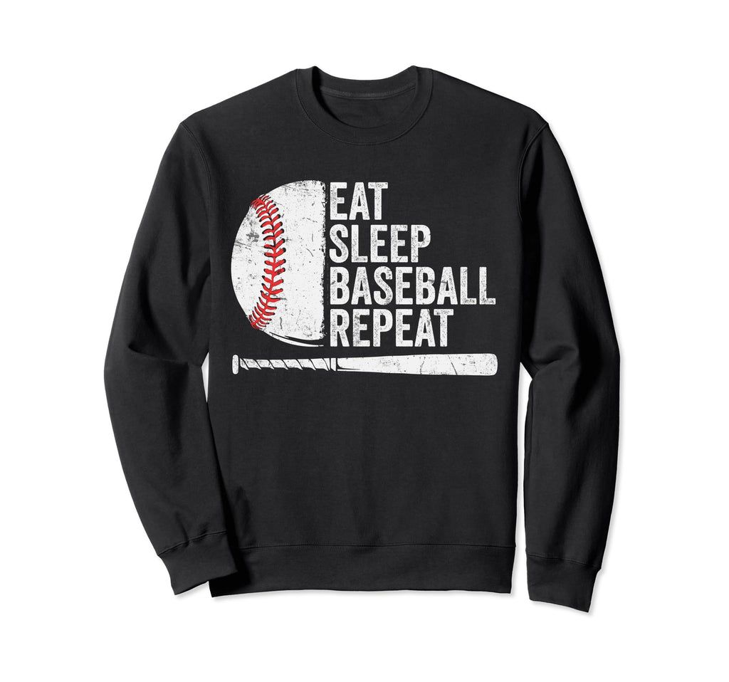 Funny Baseball Dad Eat Sleep Sweatshirt - Novelty Apparel for Adults - T-Shirt, Sweatshirt, Hoodie