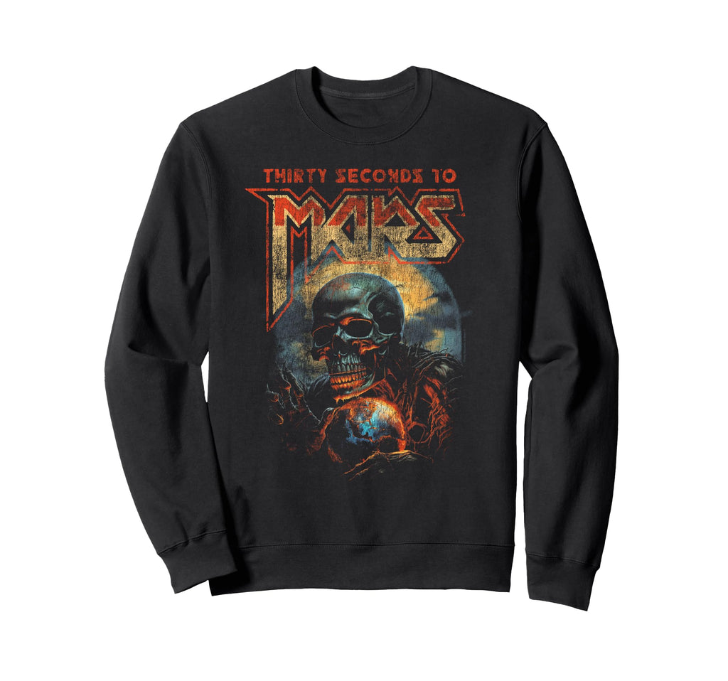 30 Seconds To Mars Skull Earth Sweatshirt - Casual Everyday Wear Unisex - T-Shirt, Sweatshirt, Hoodie